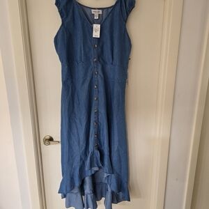 Ashley Stewart Eighty-Eight Premium Blue Button-Down Dress 2X